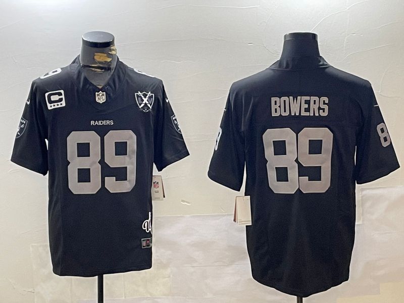 Men Oakland Raiders #89 Bowers Black 2024 Nike Limited NFL Jersey style 1